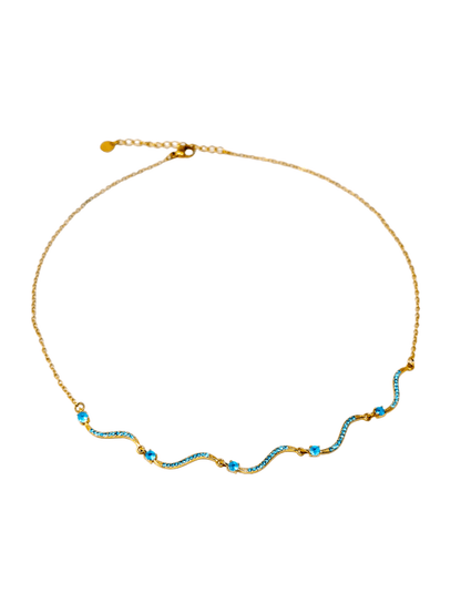 Collana Girocollo "Artemide" Gold con Pietre Acquamarina - 333HOPE333