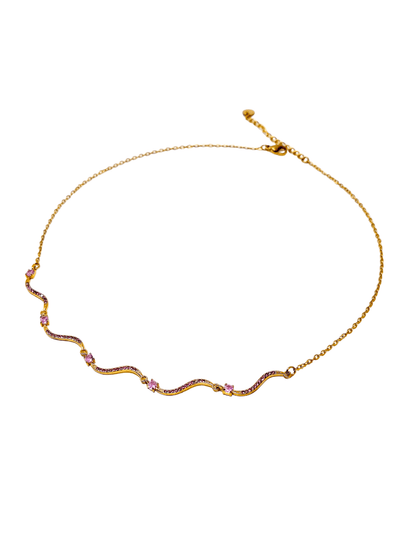 Collana Girocollo "Artemide" Gold con Pietre Quarzo Rosa - 333HOPE333