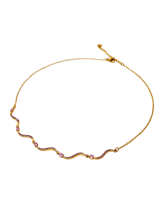 Collana Girocollo "Artemide" Gold con Pietre Quarzo Rosa - 333HOPE333