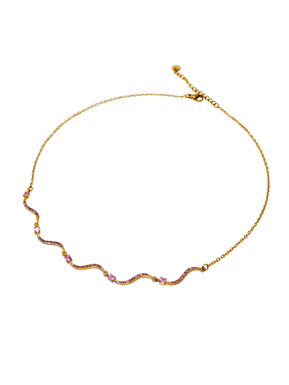 Collana Girocollo "Artemide" Gold con Pietre Quarzo Rosa - 333HOPE333