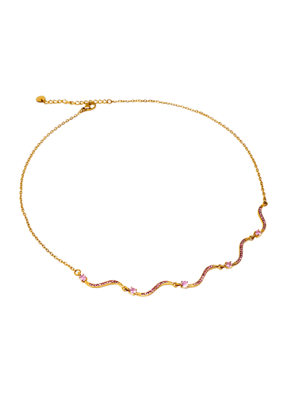Collana Girocollo "Artemide" Gold con Pietre Quarzo Rosa - 333HOPE333