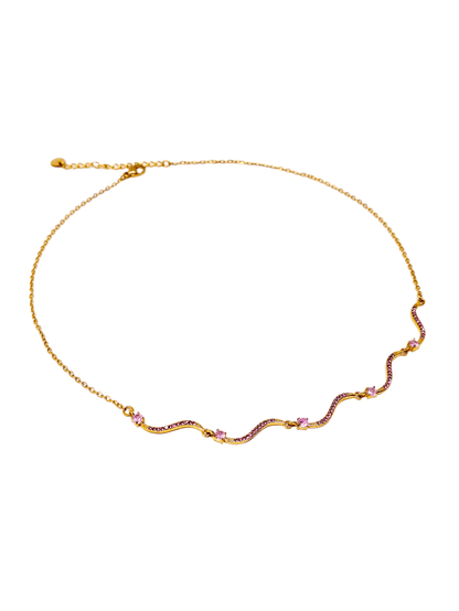 Collana Girocollo "Artemide" Gold con Pietre Quarzo Rosa - 333HOPE333