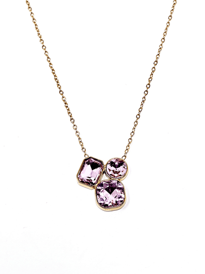 Collana Girocollo "Gemme" Gold con Pietre Rosa - 333HOPE333