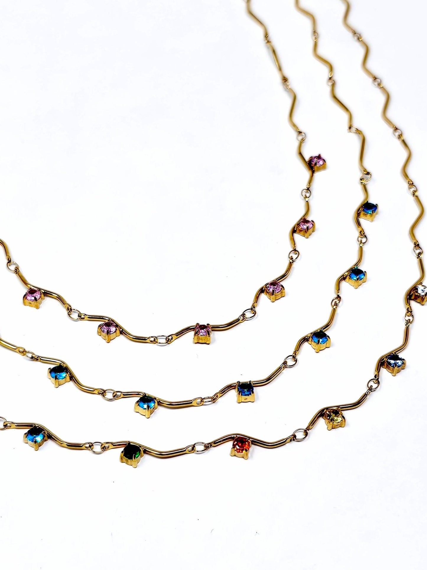 Collana Girocollo "Medea" Gold con Pietre Quarzo Rosa o Acquamarina o Multicolor - 333HOPE333