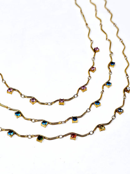 Collana Girocollo "Medea" Gold con Pietre Quarzo Rosa o Acquamarina o Multicolor - 333HOPE333