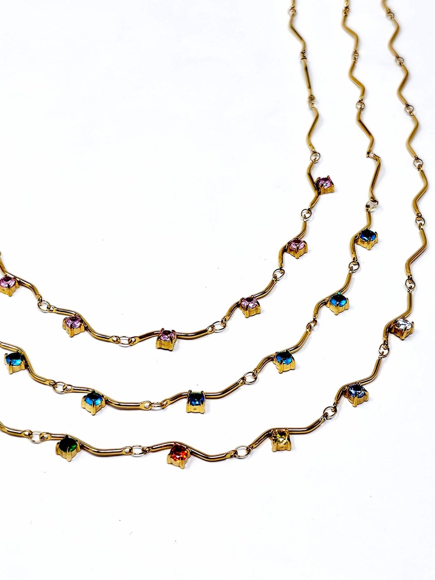 Collana Girocollo "Medea" Gold con Pietre Quarzo Rosa o Acquamarina o Multicolor - 333HOPE333