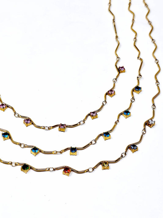 Collana Girocollo "Medea" Gold con Pietre Quarzo Rosa o Acquamarina o Multicolor - 333HOPE333