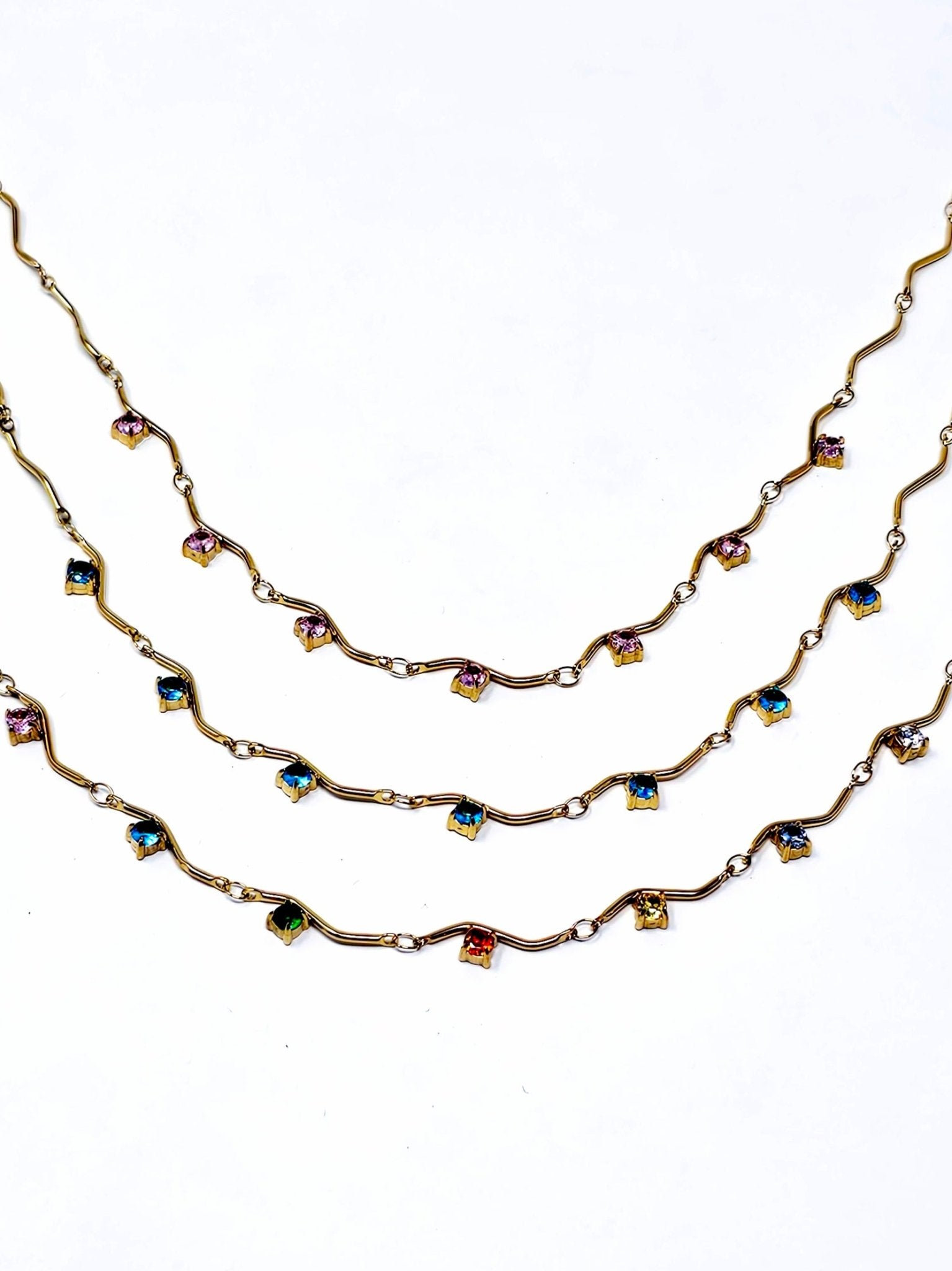 Collana Girocollo "Medea" Gold con Pietre Quarzo Rosa o Acquamarina o Multicolor - 333HOPE333