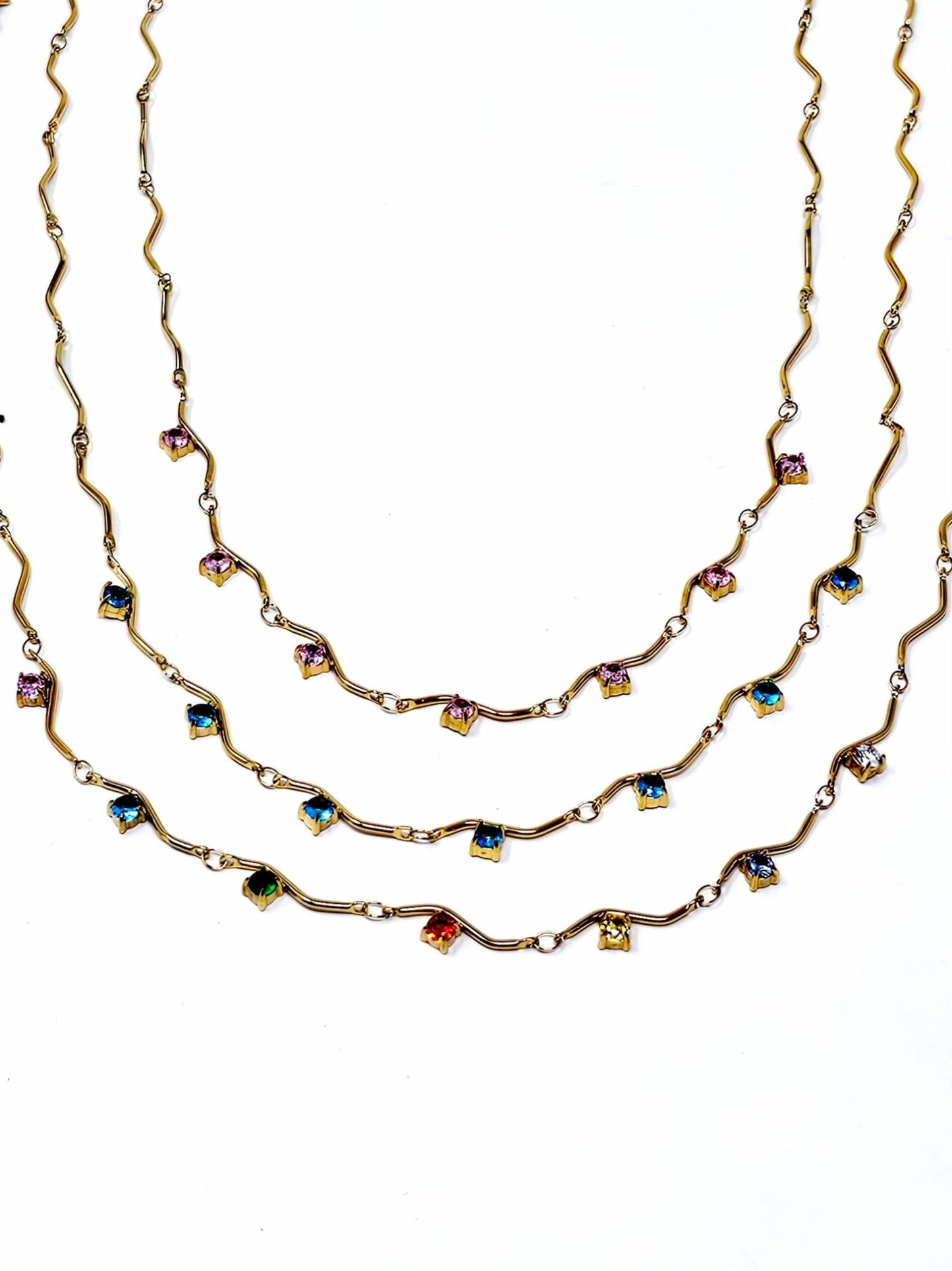 Collana Girocollo "Medea" Gold con Pietre Quarzo Rosa o Acquamarina o Multicolor - 333HOPE333