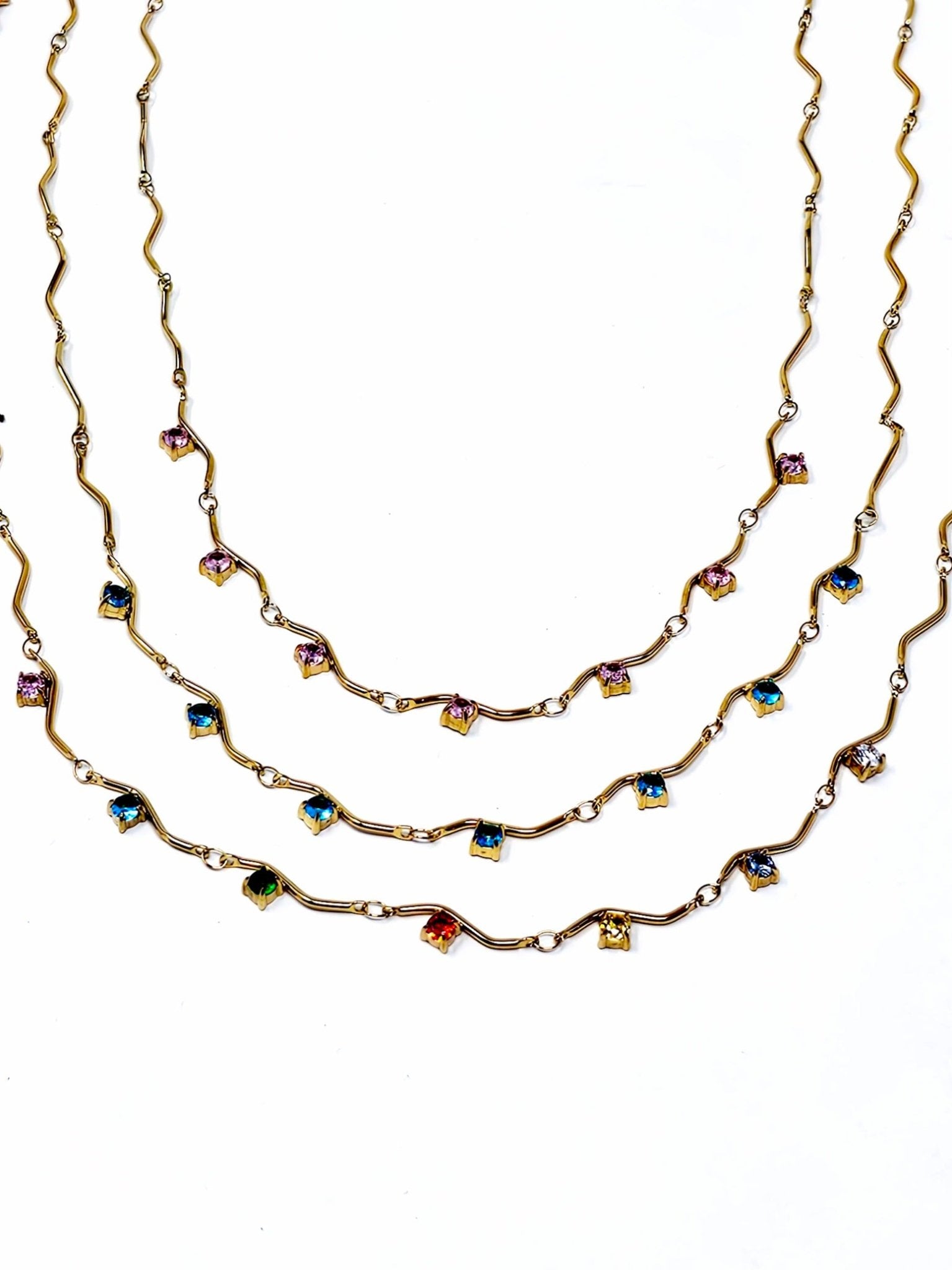 Collana Girocollo "Medea" Gold con Pietre Quarzo Rosa o Acquamarina o Multicolor - 333HOPE333