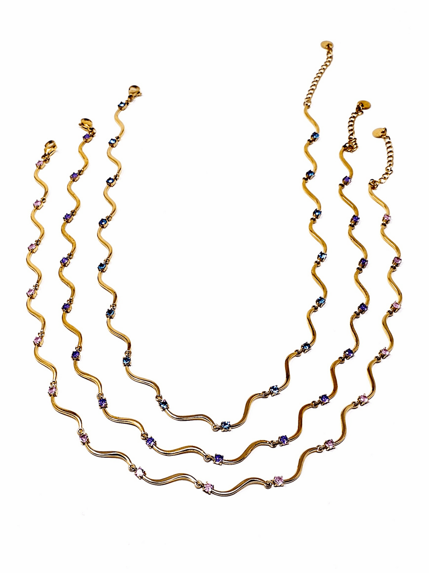Collana Girocollo "Mirea" Gold con Pietre Quarzo Rosa o Acquamarina o Ametista - 333HOPE333