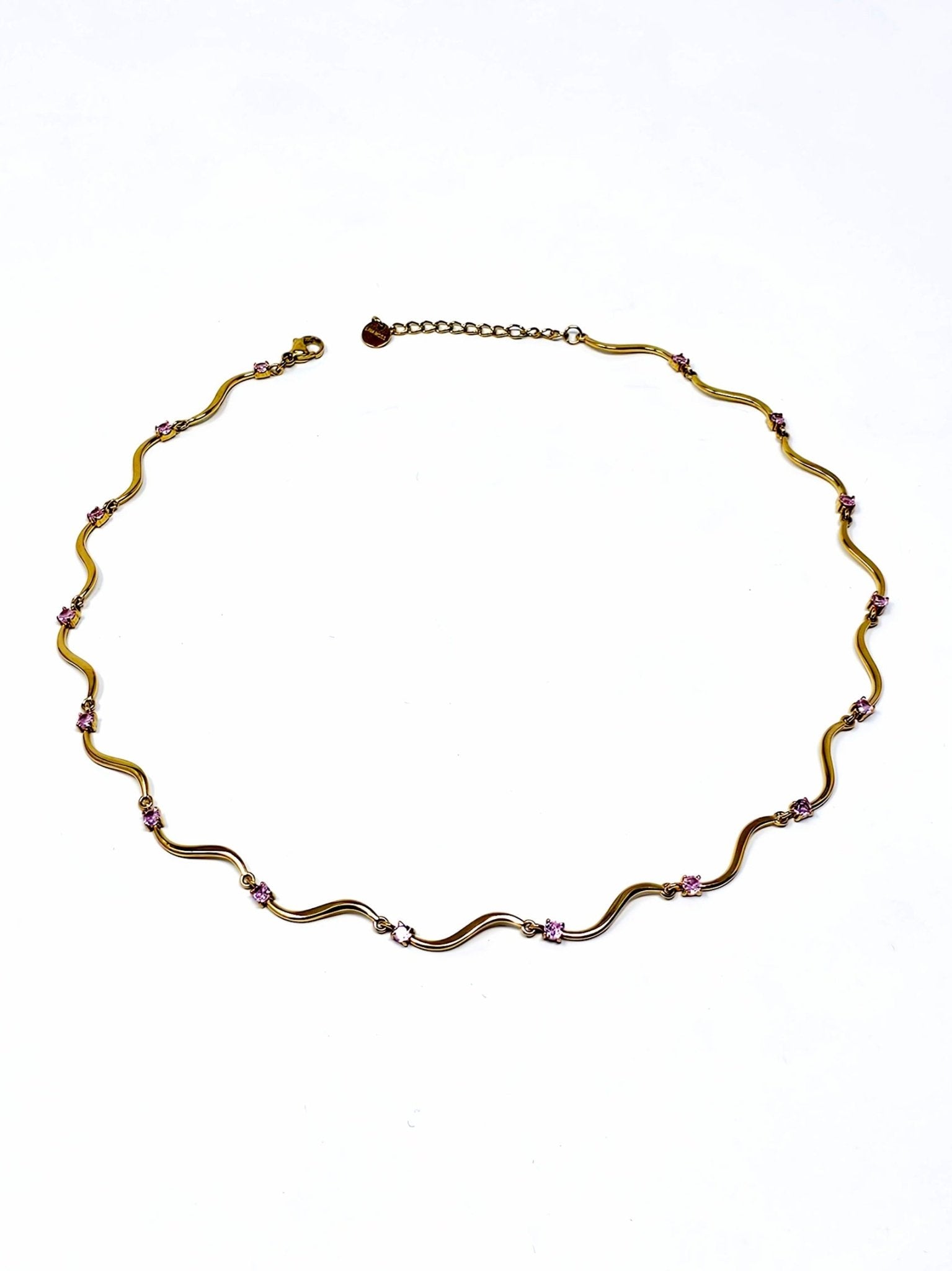 Collana Girocollo "Mirea" Gold con Pietre Quarzo Rosa o Acquamarina o Ametista - 333HOPE333