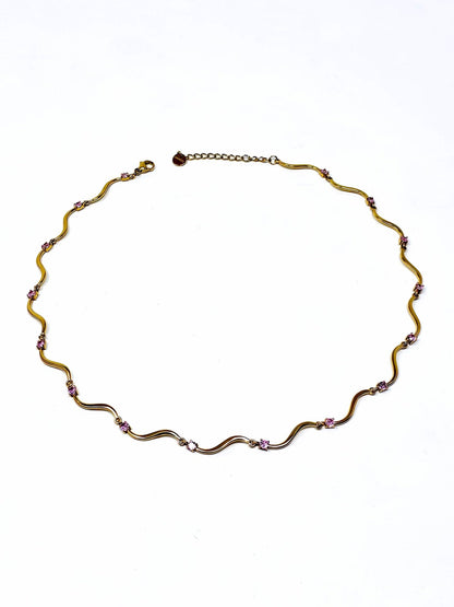 Collana Girocollo "Mirea" Gold con Pietre Quarzo Rosa o Acquamarina o Ametista - 333HOPE333