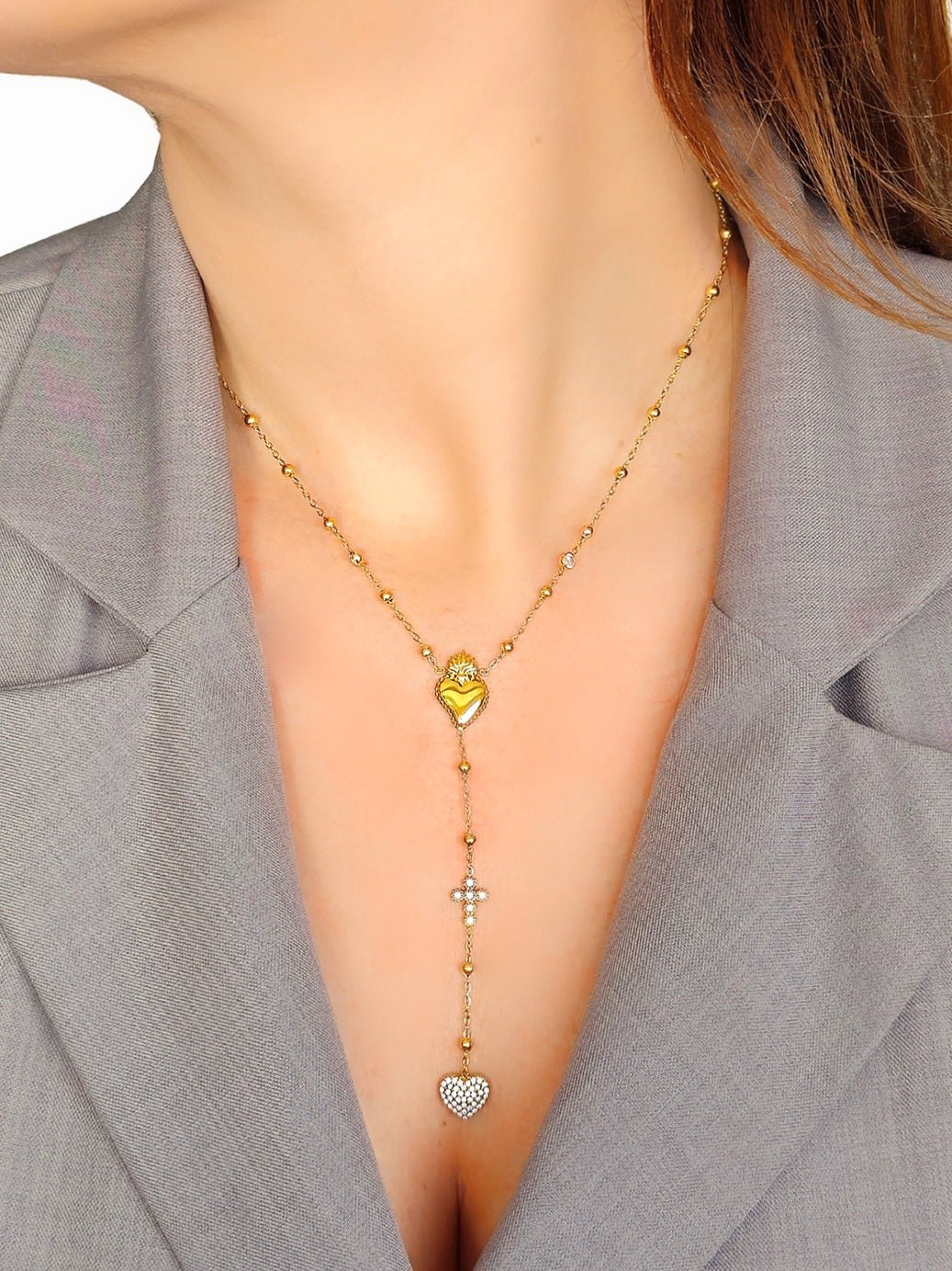 Collana Rosario "Cuore Sacro" Gold - 333HOPE333