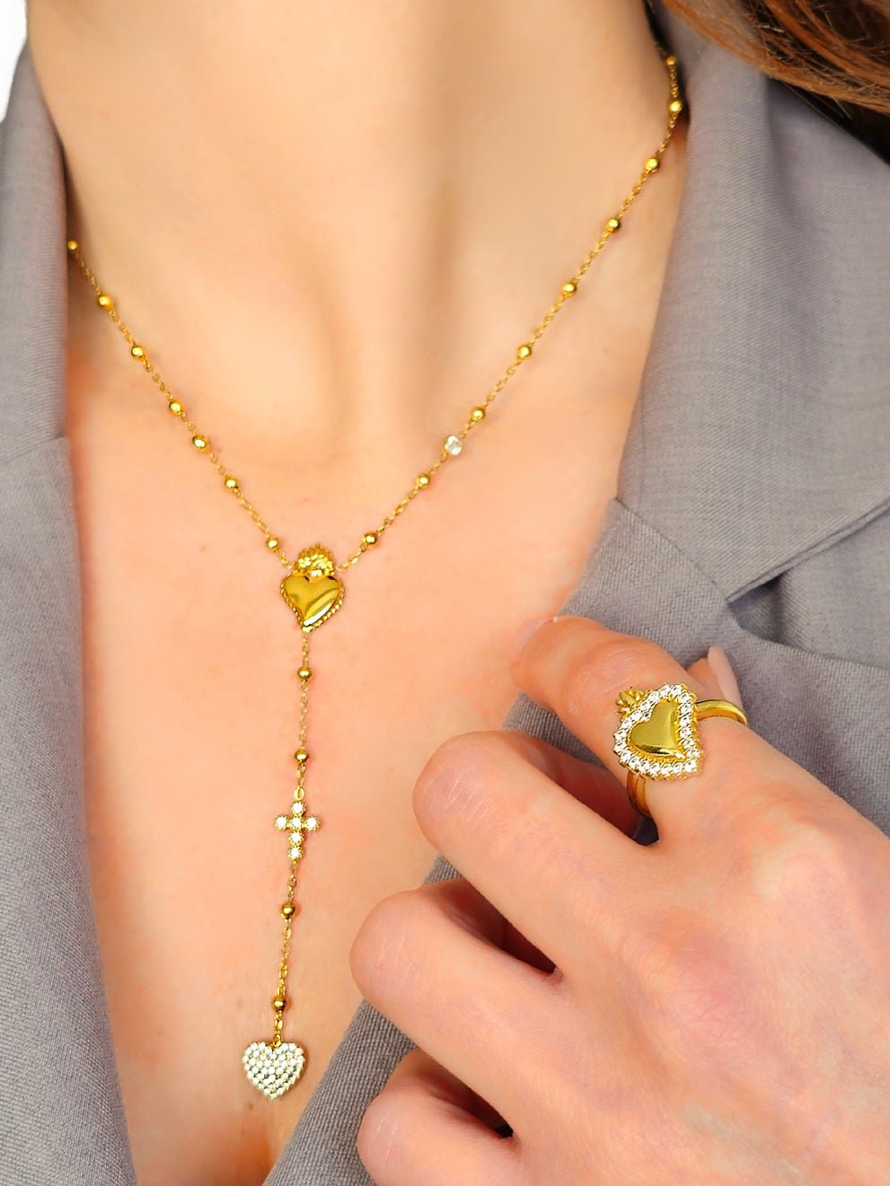 Collana Rosario "Cuore Sacro" Gold - 333HOPE333