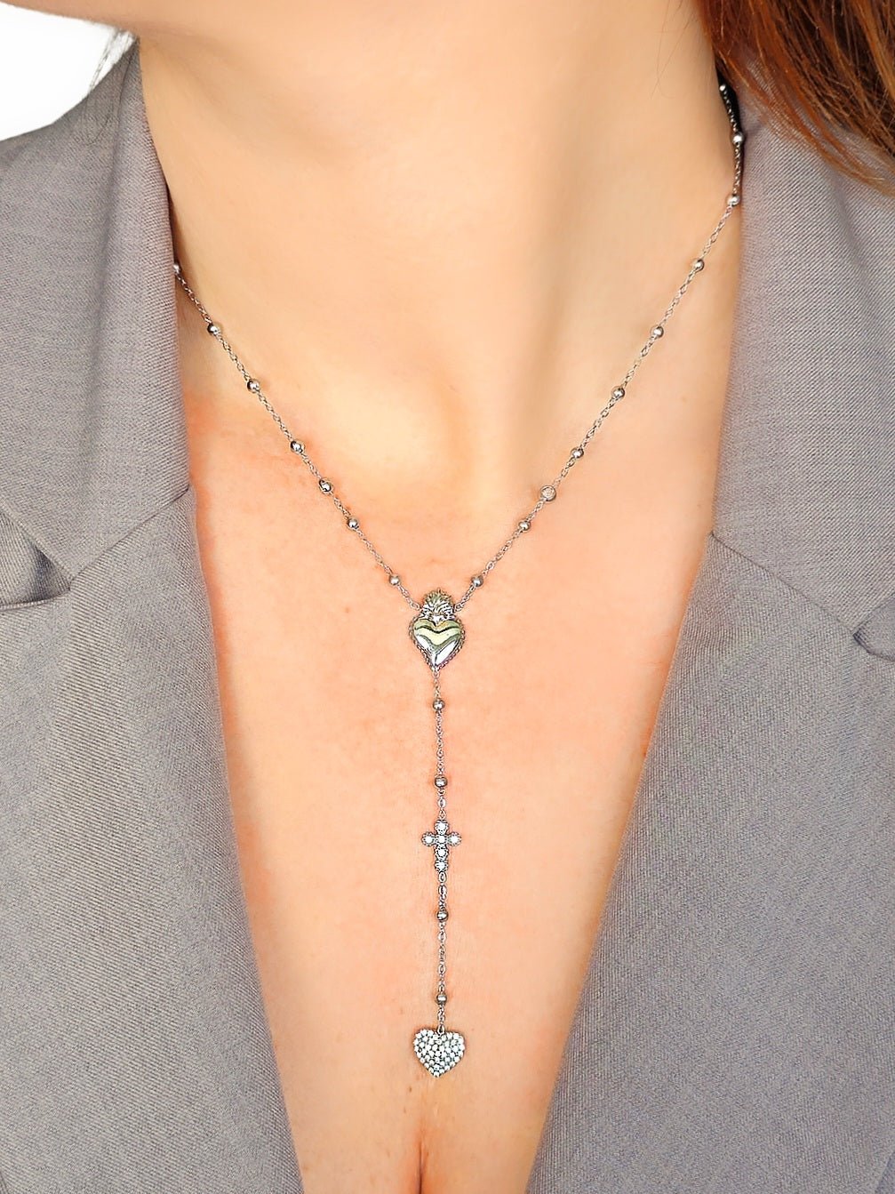 Collana Rosario "Cuore Sacro" Silver - 333HOPE333