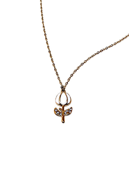 Collana "Tulipano Pavé" Bianco - 333HOPE333