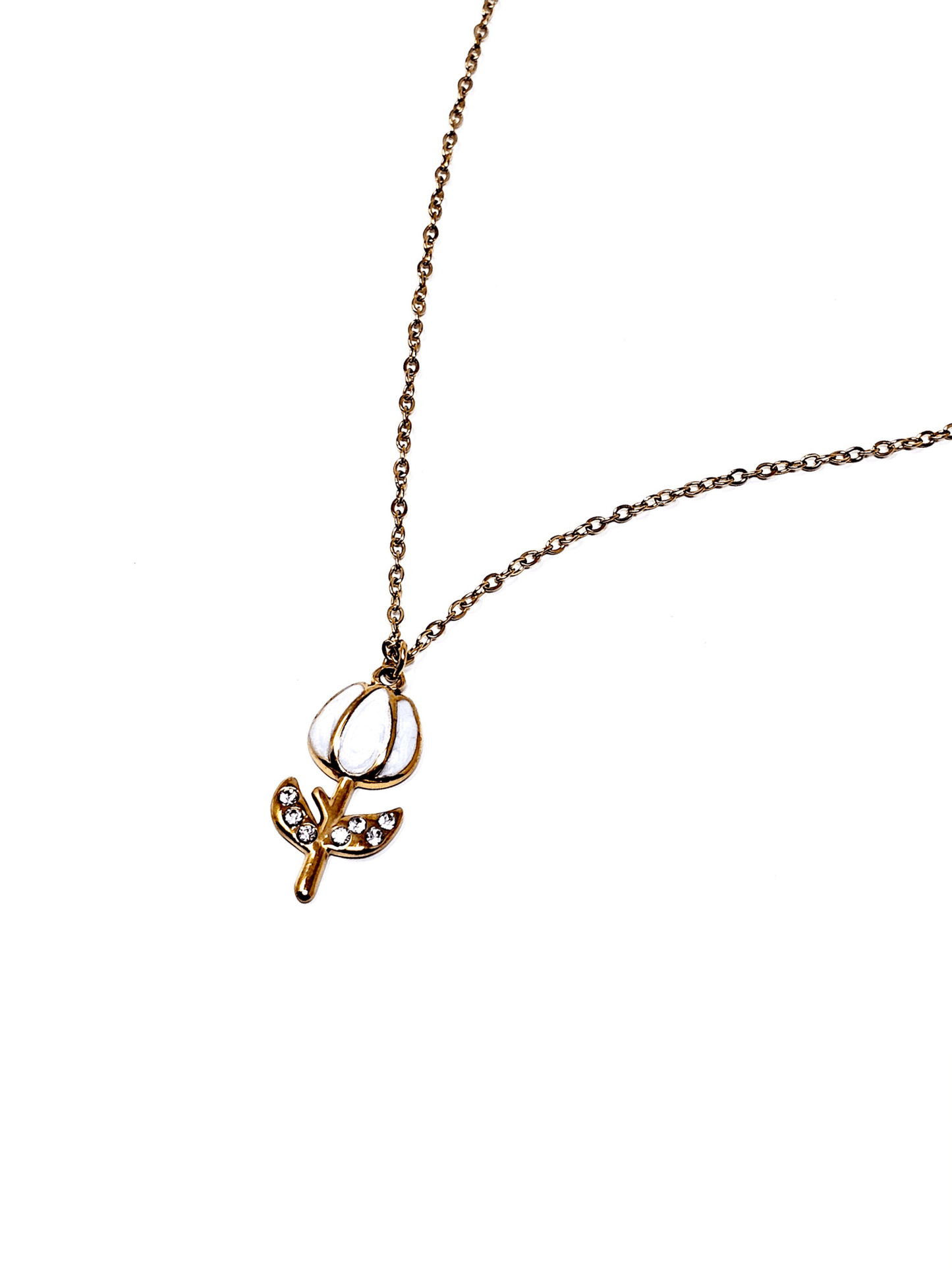 Collana "Tulipano Pavé" Bianco - 333HOPE333