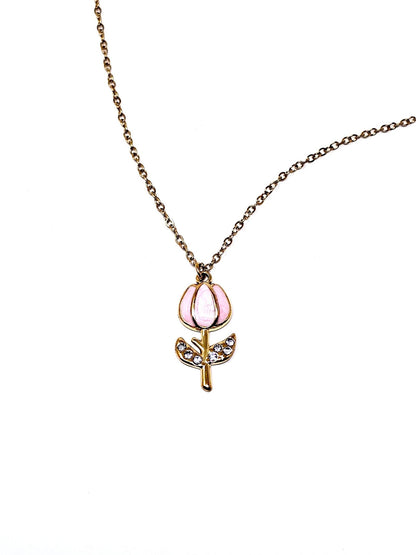 Collana "Tulipano Pavé" Rosa - 333HOPE333