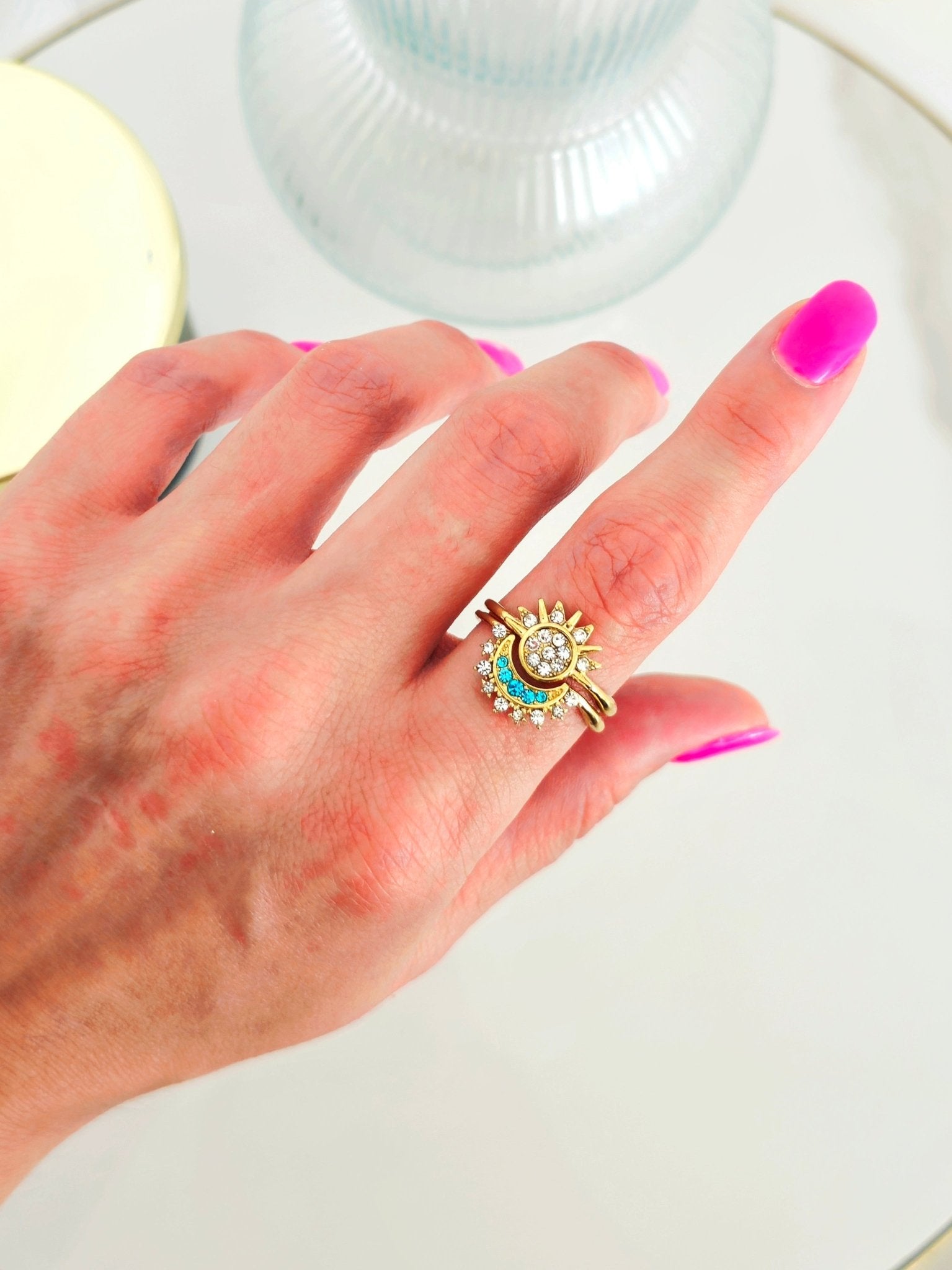 Coppia di Anelli Regolabili "Sun & Moon" Gold - 333HOPE333