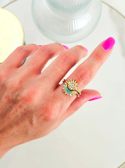 Coppia di Anelli Regolabili "Sun & Moon" Gold - 333HOPE333