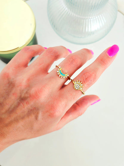 Coppia di Anelli Regolabili "Sun & Moon" Gold - 333HOPE333