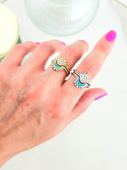 Coppia di Anelli Regolabili "Sun & Moon" Silver - 333HOPE333