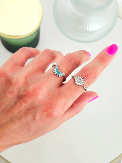 Coppia di Anelli Regolabili "Sun & Moon" Silver - 333HOPE333