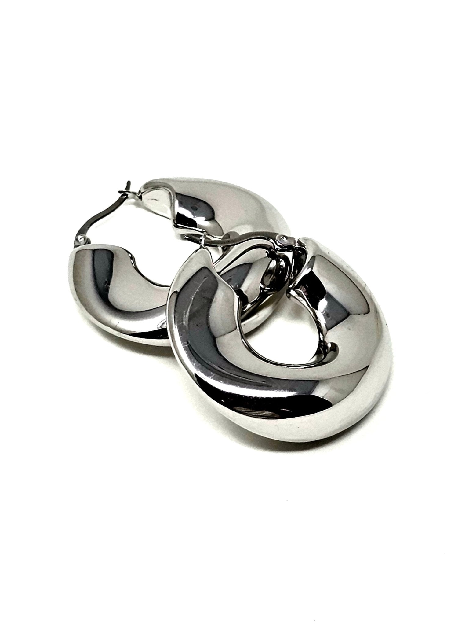 Coppia di Cerchi “Melted Hoops Big” Silver - 333HOPE333