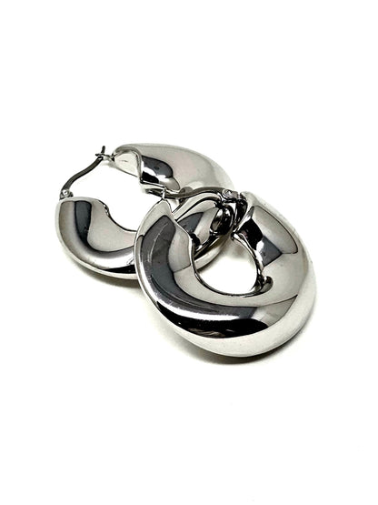 Coppia di Cerchi “Melted Hoops Big” Silver - 333HOPE333