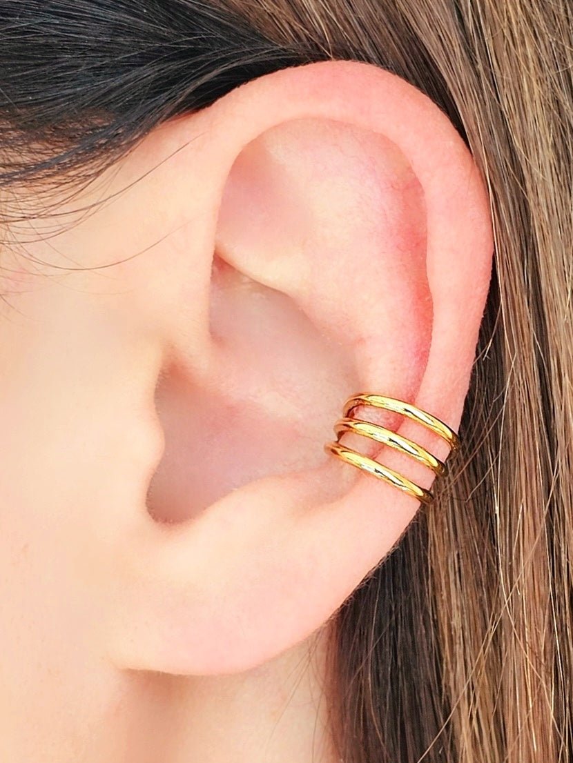 Coppia di Ear Cuff "Smooth Tips" Gold - 333HOPE333