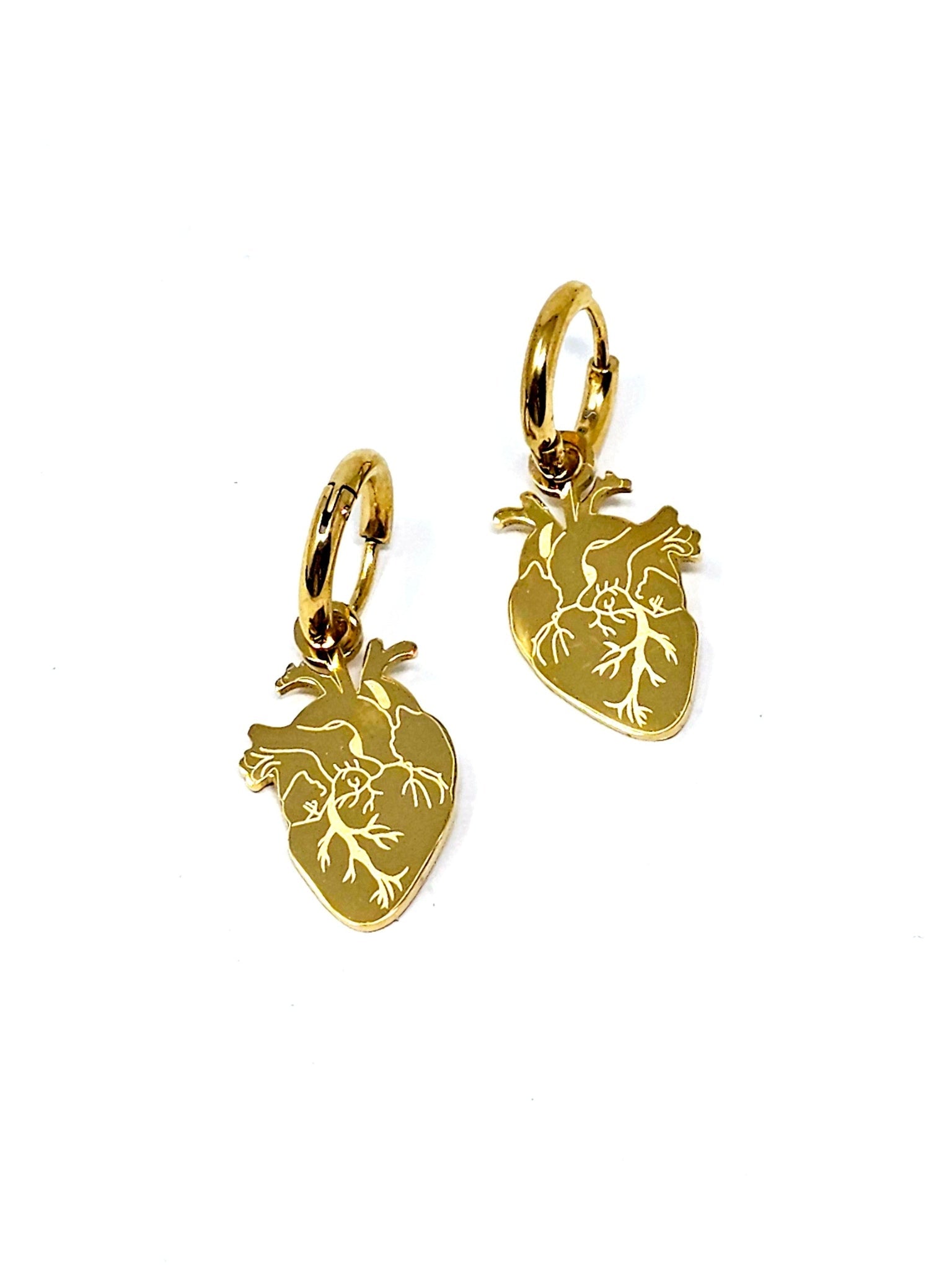 Coppia di mini hoops "Cuore Anatomico" Gold - 333HOPE333