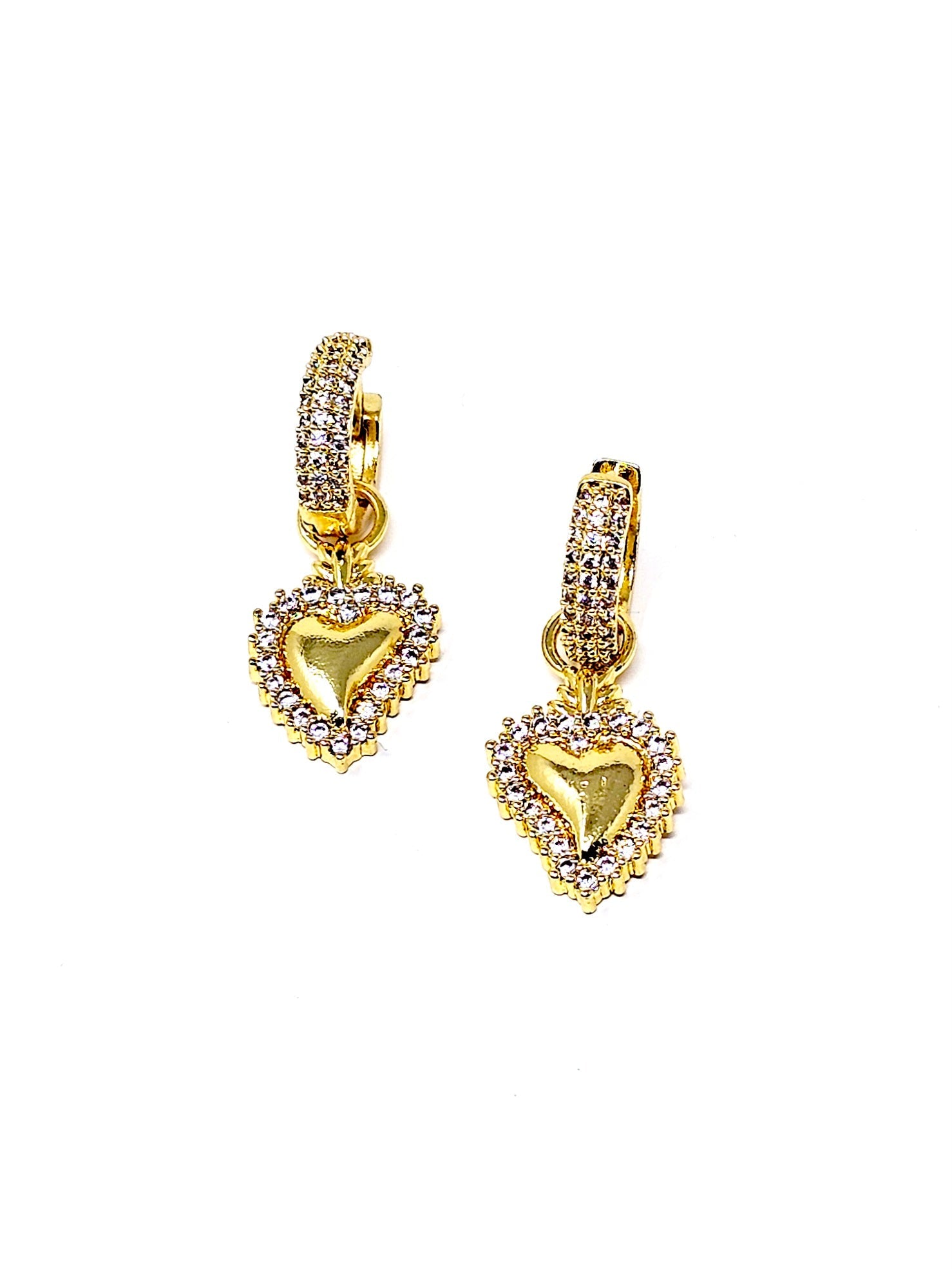Coppia di Mini Hoops “Cuore Sacro Pavé” Gold - 333HOPE333