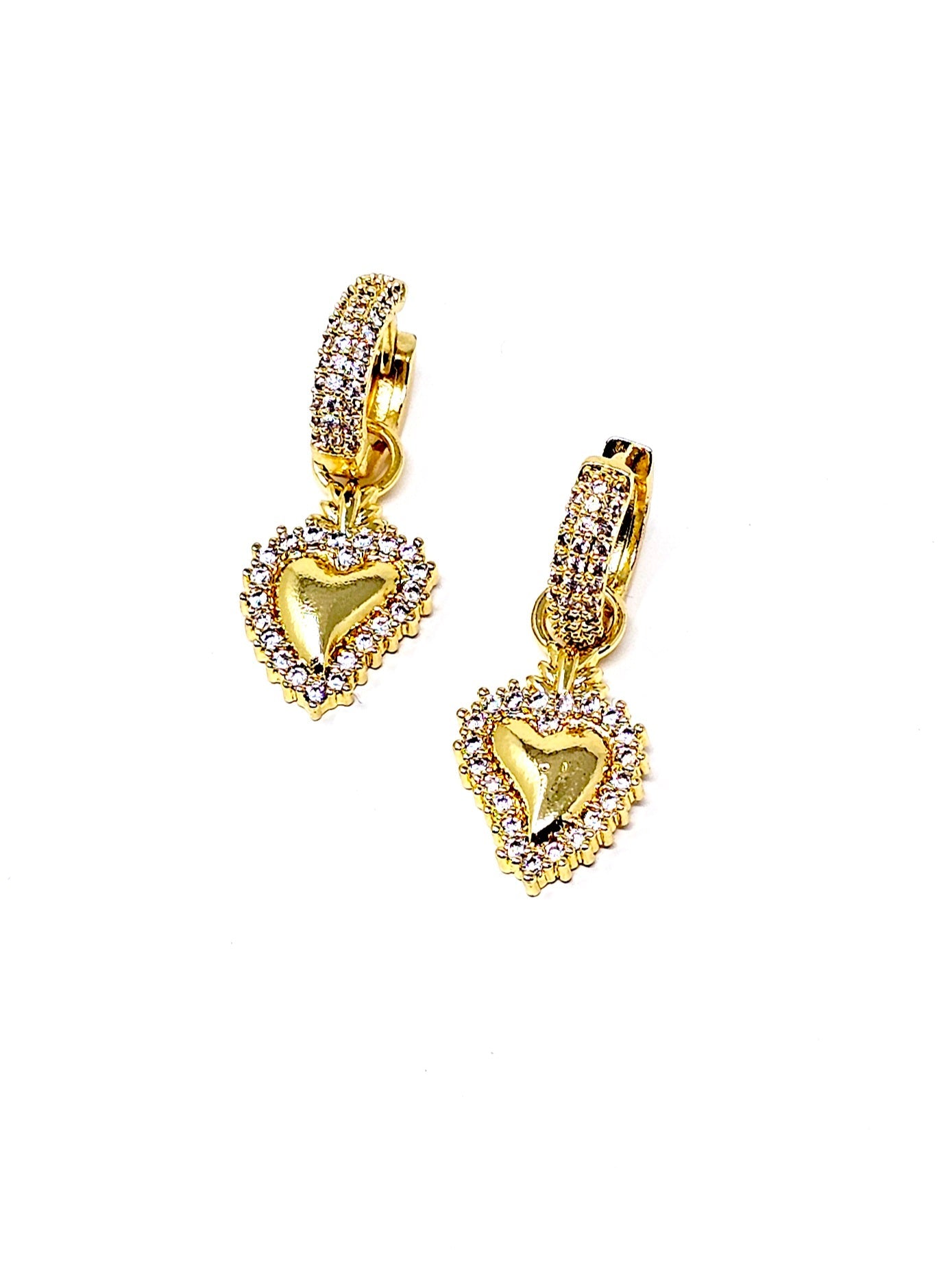 Coppia di Mini Hoops “Cuore Sacro Pavé” Gold - 333HOPE333