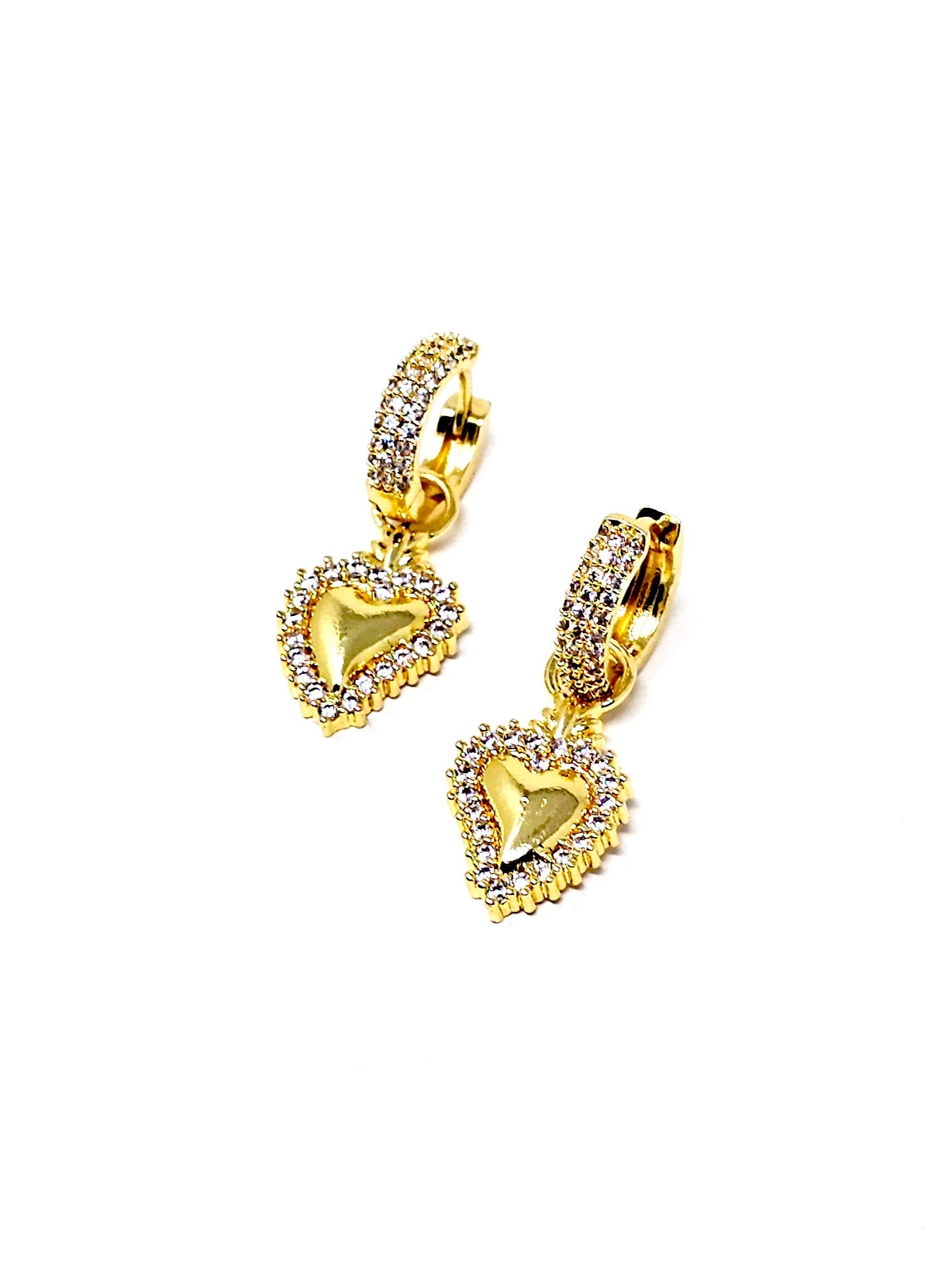Coppia di Mini Hoops “Cuore Sacro Pavé” Gold - 333HOPE333