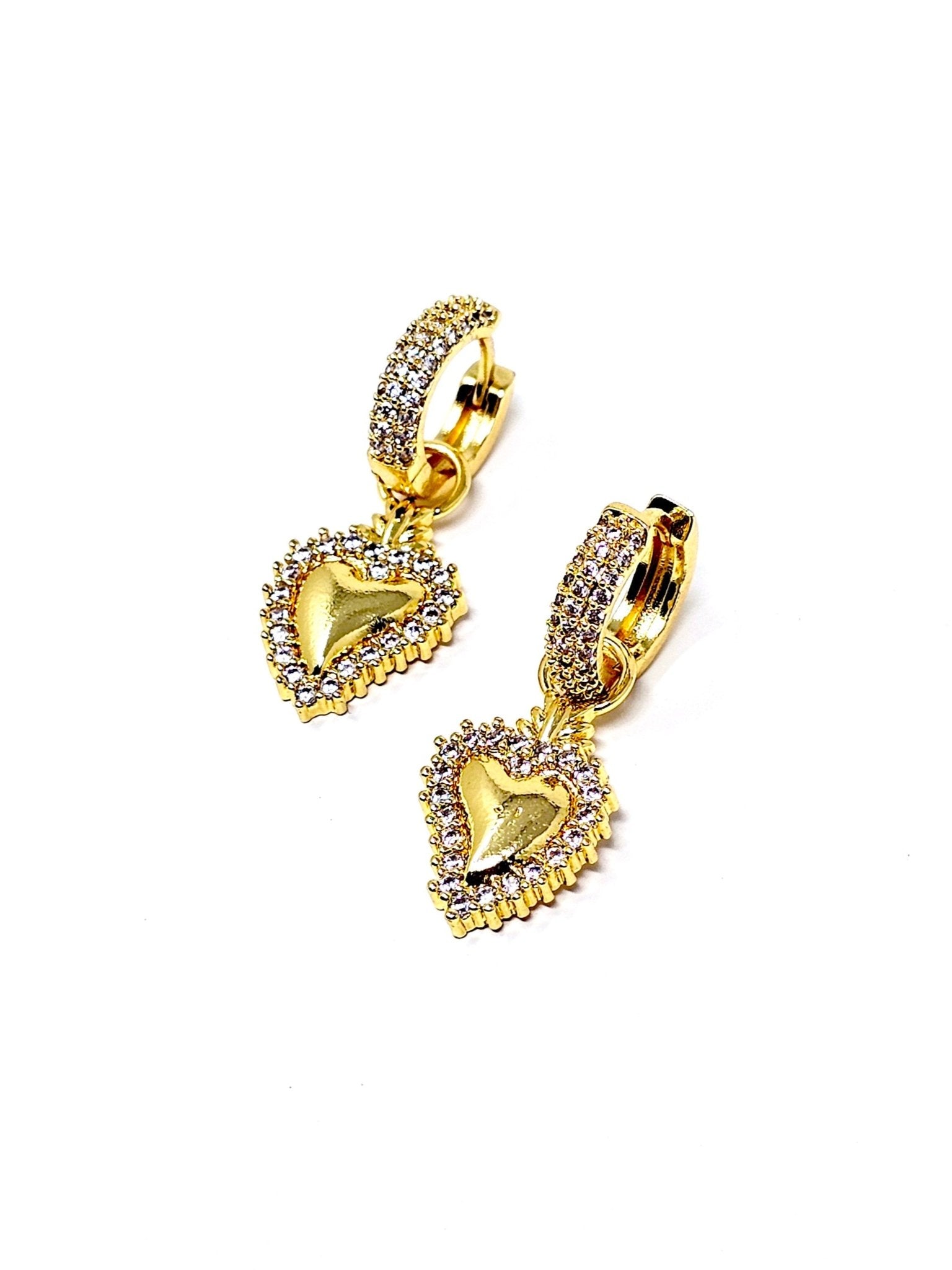 Coppia di Mini Hoops “Cuore Sacro Pavé” Gold - 333HOPE333