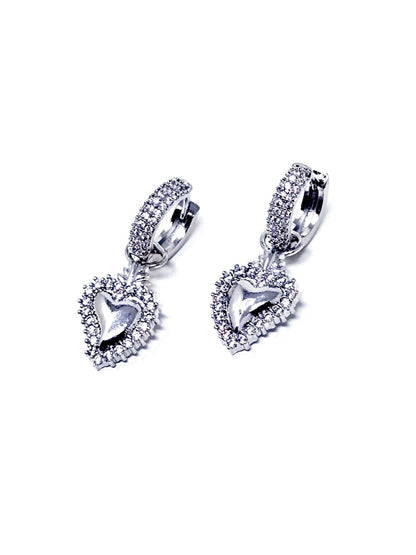Coppia di Mini Hoops “Cuore Sacro Pavé” Silver - 333HOPE333