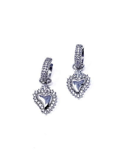 Coppia di Mini Hoops “Cuore Sacro Pavé” Silver - 333HOPE333