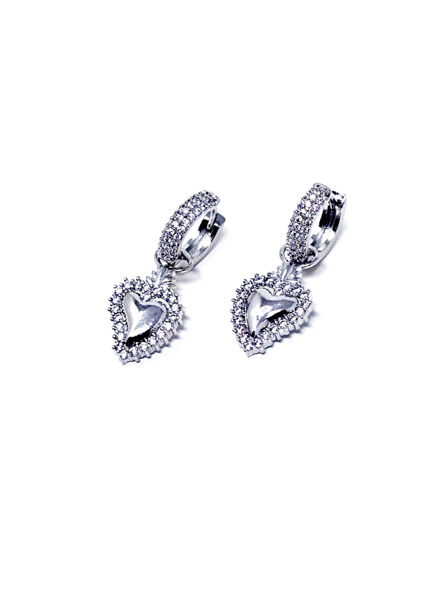 Coppia di Mini Hoops “Cuore Sacro Pavé” Silver - 333HOPE333