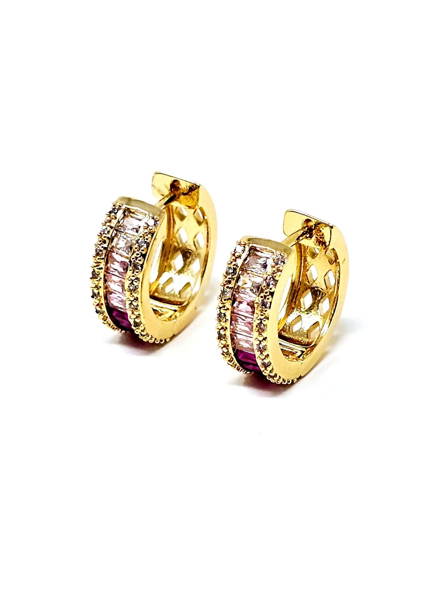 Coppia di Mini Hoops "Royal Kate" Gold & Pink - 333HOPE333