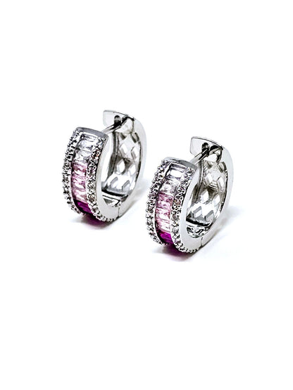 Coppia di Mini Hoops "Royal Kate" Silver & Pink - 333HOPE333