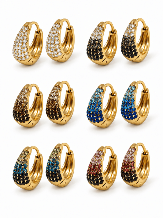 Coppia di Mini Hoops "Simona Pavé" Gold - 333HOPE333