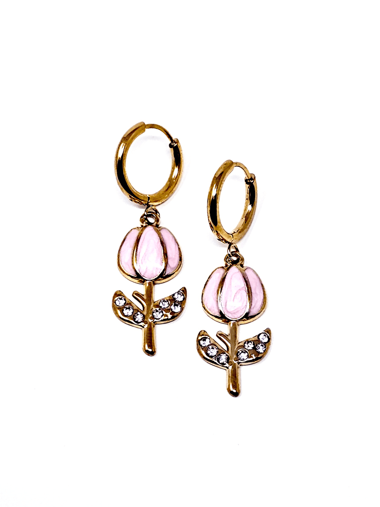 Coppia di Mini Hoops "Tulipano Pavé" Rosa - 333HOPE333