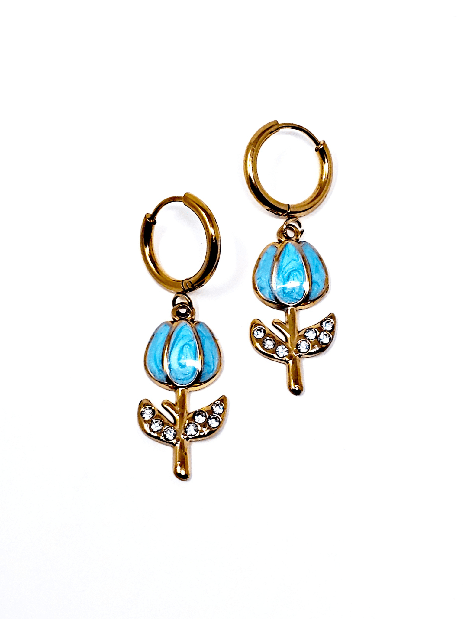 Coppia di Mini Hoops "Tulipano Pavé" Turchese - 333HOPE333