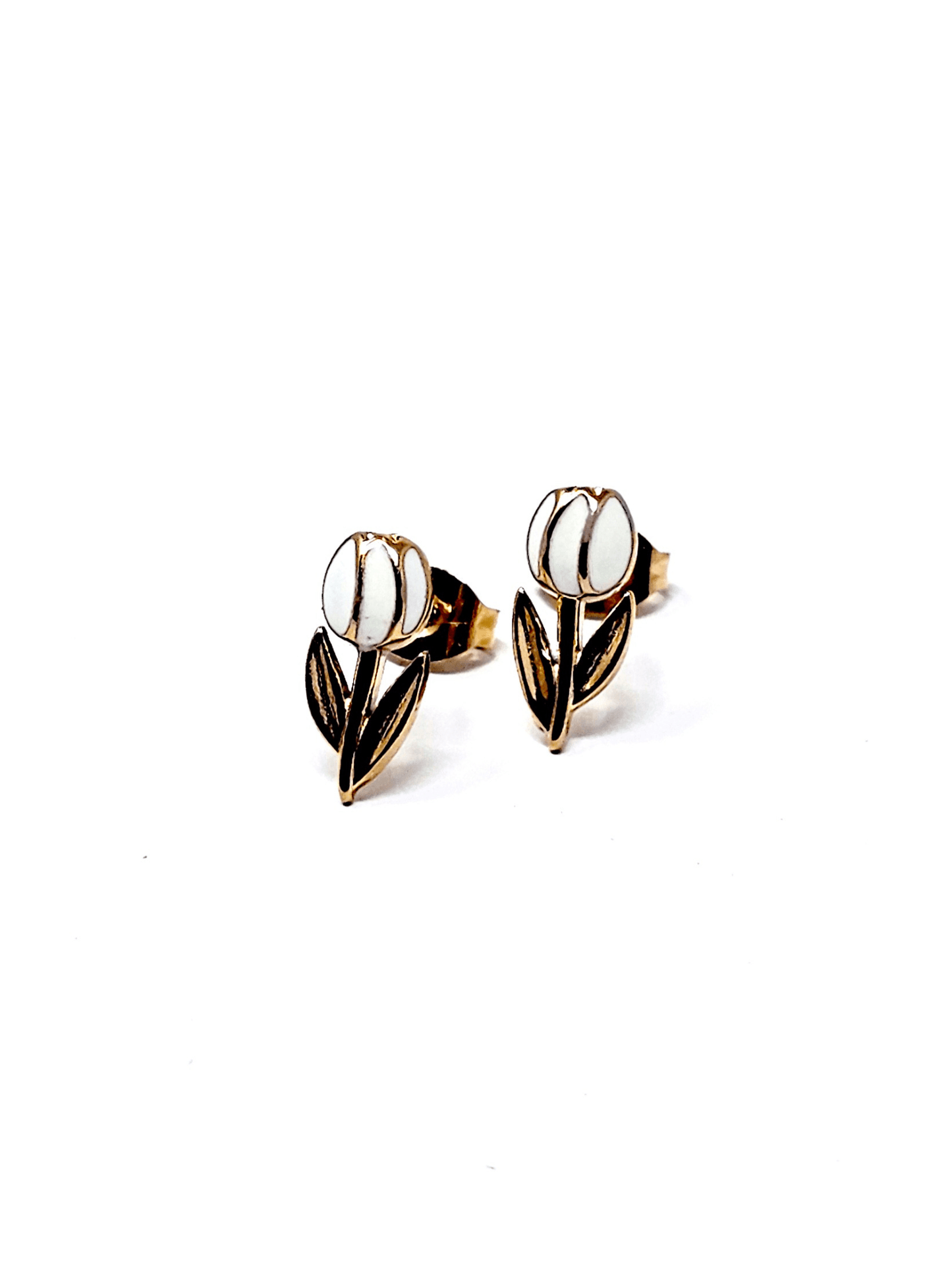 Coppia di Orecchini Lobetti "Tulipano Mini" Gold & Bianco - 333HOPE333