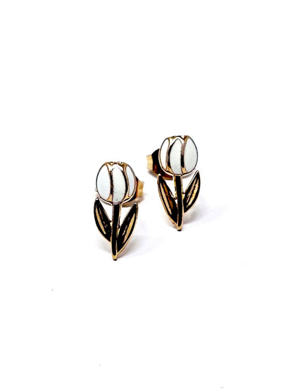 Coppia di Orecchini Lobetti "Tulipano Mini" Gold & Bianco - 333HOPE333