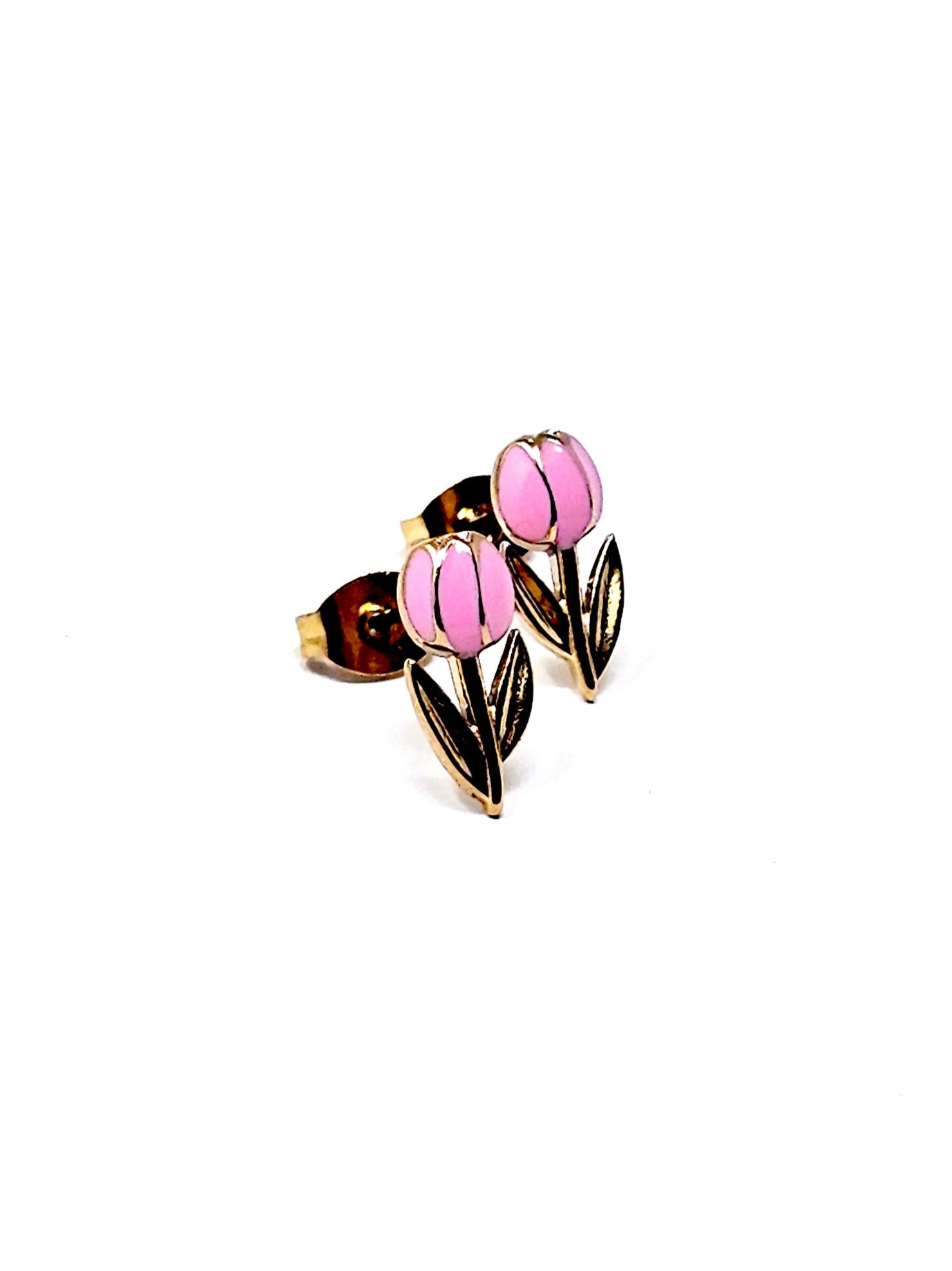 Coppia di Orecchini Lobetti "Tulipano Mini" Gold & Rosa - 333HOPE333