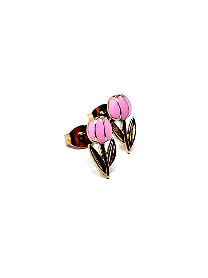Coppia di Orecchini Lobetti "Tulipano Mini" Gold & Rosa - 333HOPE333