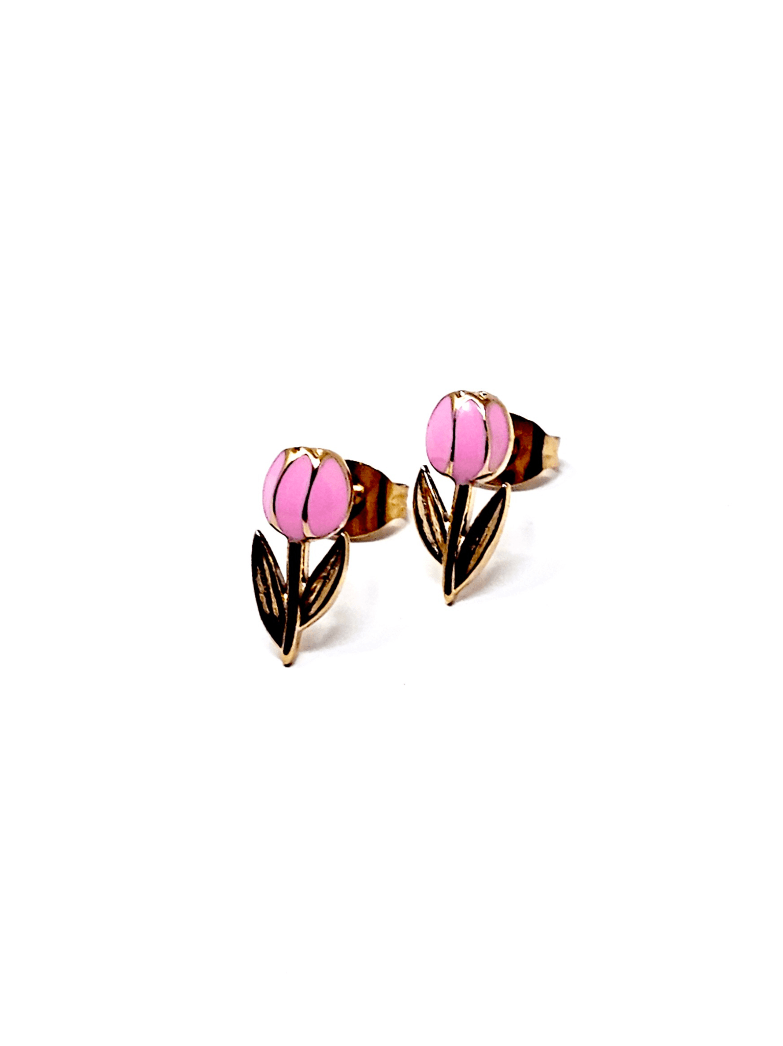 Coppia di Orecchini Lobetti "Tulipano Mini" Gold & Rosa - 333HOPE333