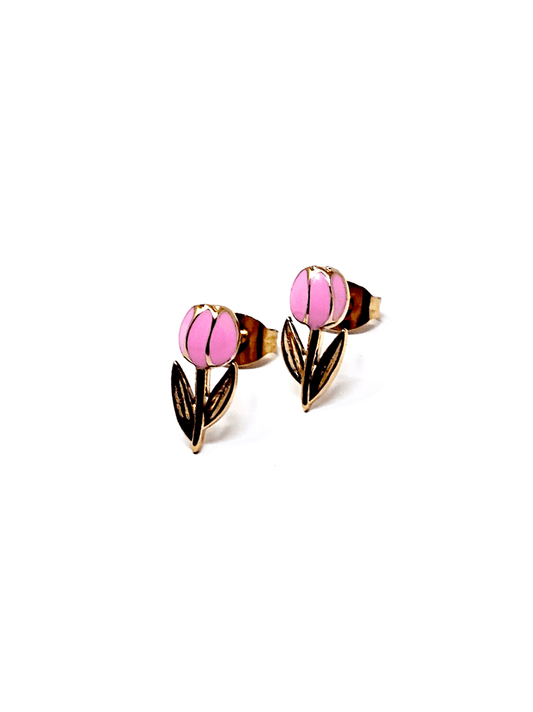 Coppia di Orecchini Lobetti "Tulipano Mini" Gold & Rosa - 333HOPE333